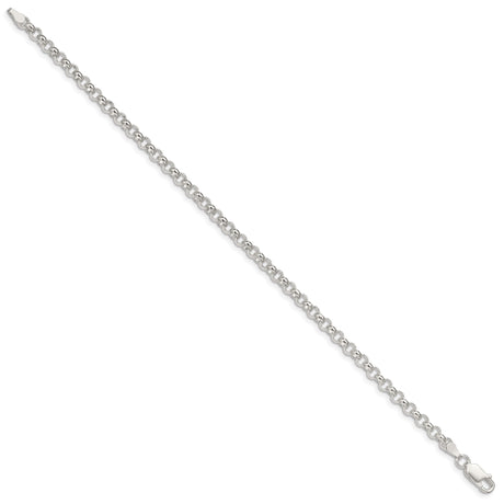 925 White Gold 4 mm Polished Chain Bracelet, Solid