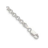 925 White Gold 4 mm Polished Chain Bracelet, Solid shown for scale