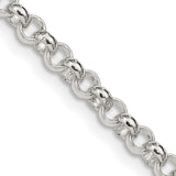 925 White Gold 4 mm Polished Chain Necklace, Solid detail view