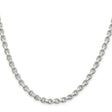 925 White Gold 4 mm Polished Chain Necklace, Solid