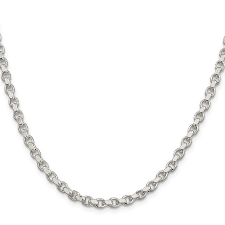 925 White Gold 4 mm Polished Chain Necklace, Solid