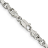 925 White Gold 4 mm Polished Chain Necklace, Solid alternate angle