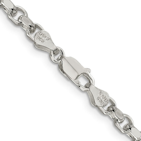 925 White Gold 4 mm Polished Chain Necklace, Solid alternate angle