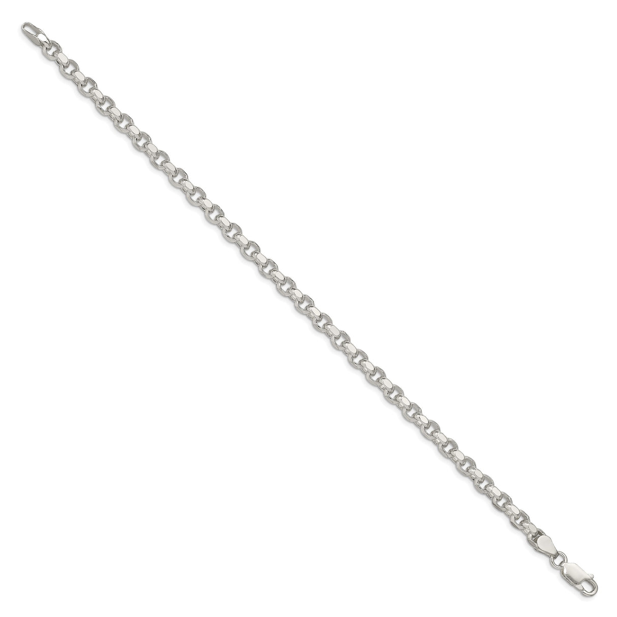 925 White Gold 4 mm Polished Chain Bracelet, Solid
