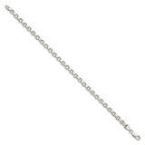 925 White Gold 4 mm Polished Chain Bracelet, Solid