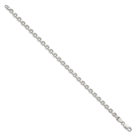 925 White Gold 4 mm Polished Chain Bracelet, Solid