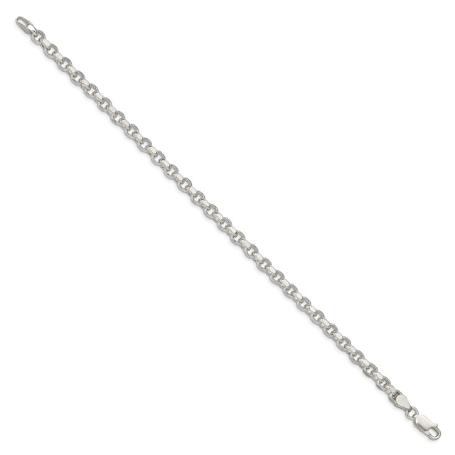 925 White Gold 4 mm Polished Chain Bracelet, Solid