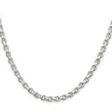 925 White Gold 4 mm Polished Chain Necklace