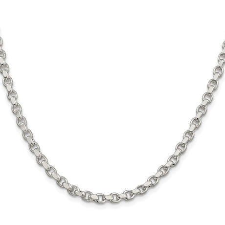 925 White Gold 4 mm Polished Chain Necklace