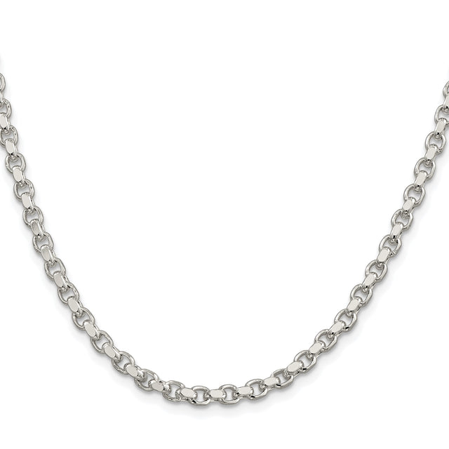 925 White Gold 4 mm Polished Chain Necklace