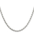 925 White Gold 3.5 mm Polished Chain Necklace, Solid