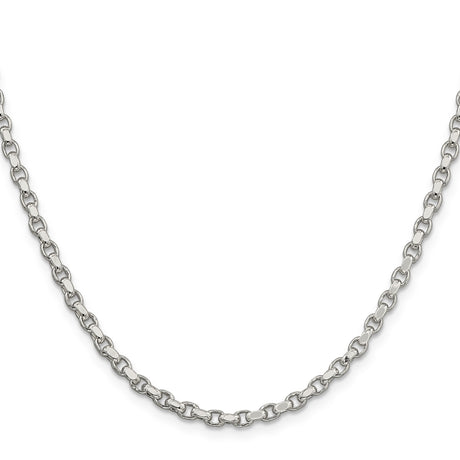 925 White Gold 3.5 mm Polished Chain Necklace, Solid