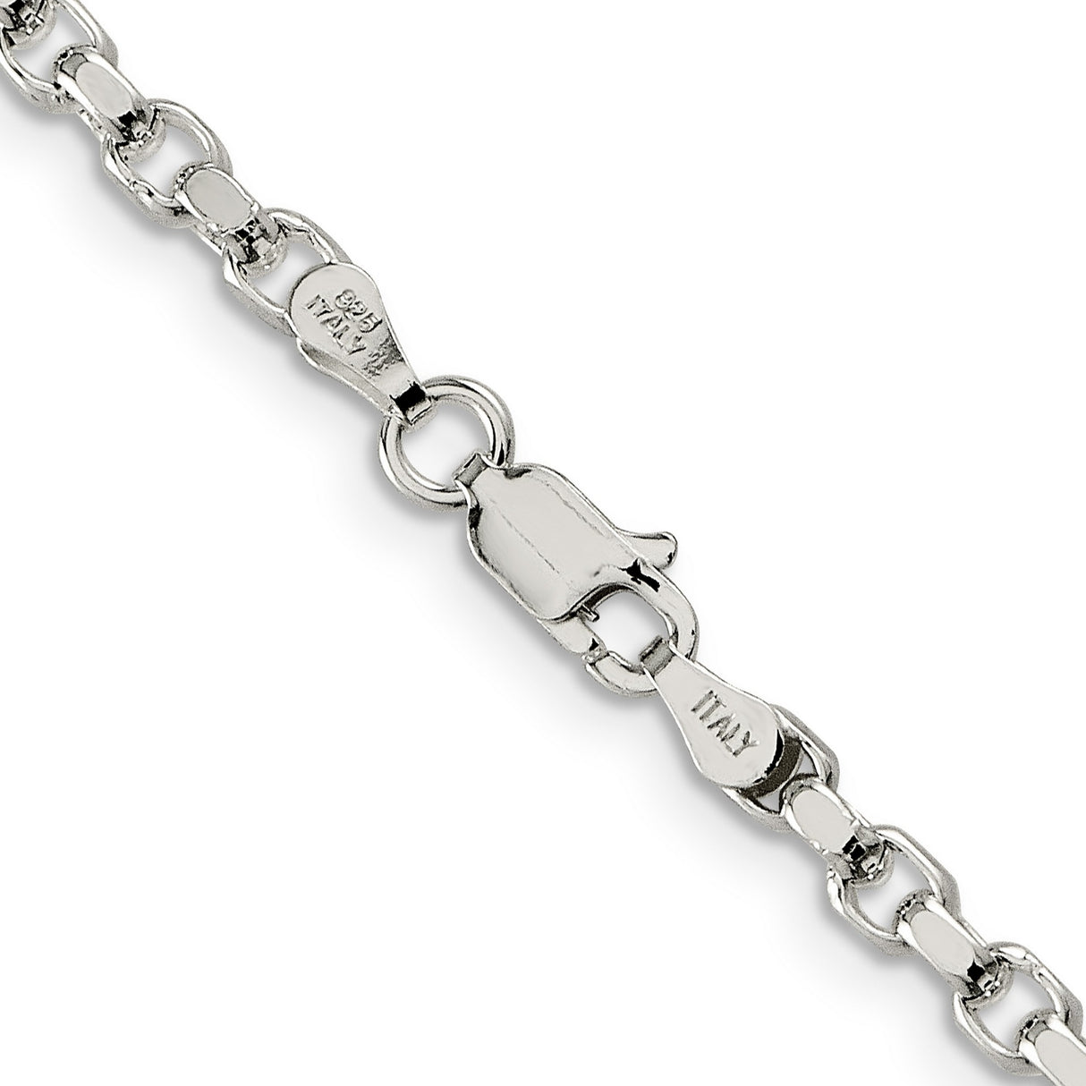 925 White Gold 3.5 mm Polished Chain Necklace, Solid alternate angle