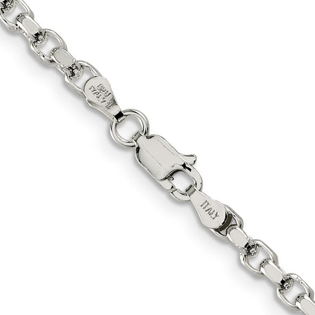 925 White Gold 3.5 mm Polished Chain Necklace, Solid alternate angle