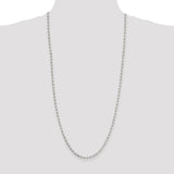 925 White Gold 3.5 mm Polished Chain Necklace, Solid detail view