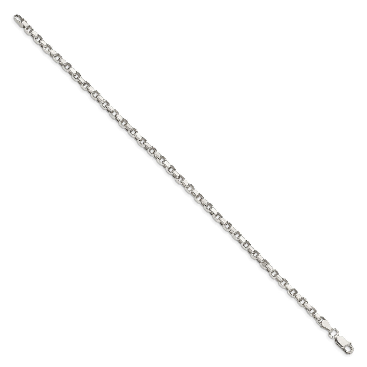 925 White Gold 3.5 mm Polished Chain Bracelet, Solid