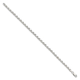 925 White Gold 3.5 mm Polished Chain Bracelet, Solid