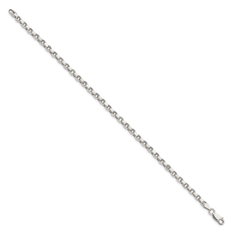 925 White Gold 3.5 mm Polished Chain Bracelet, Solid