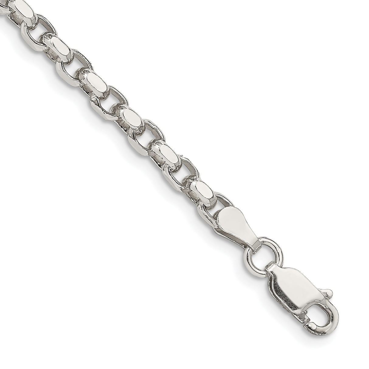 925 White Gold 3.5 mm Polished Chain Bracelet, Solid shown for scale