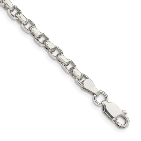 925 White Gold 3.5 mm Polished Chain Bracelet, Solid shown for scale