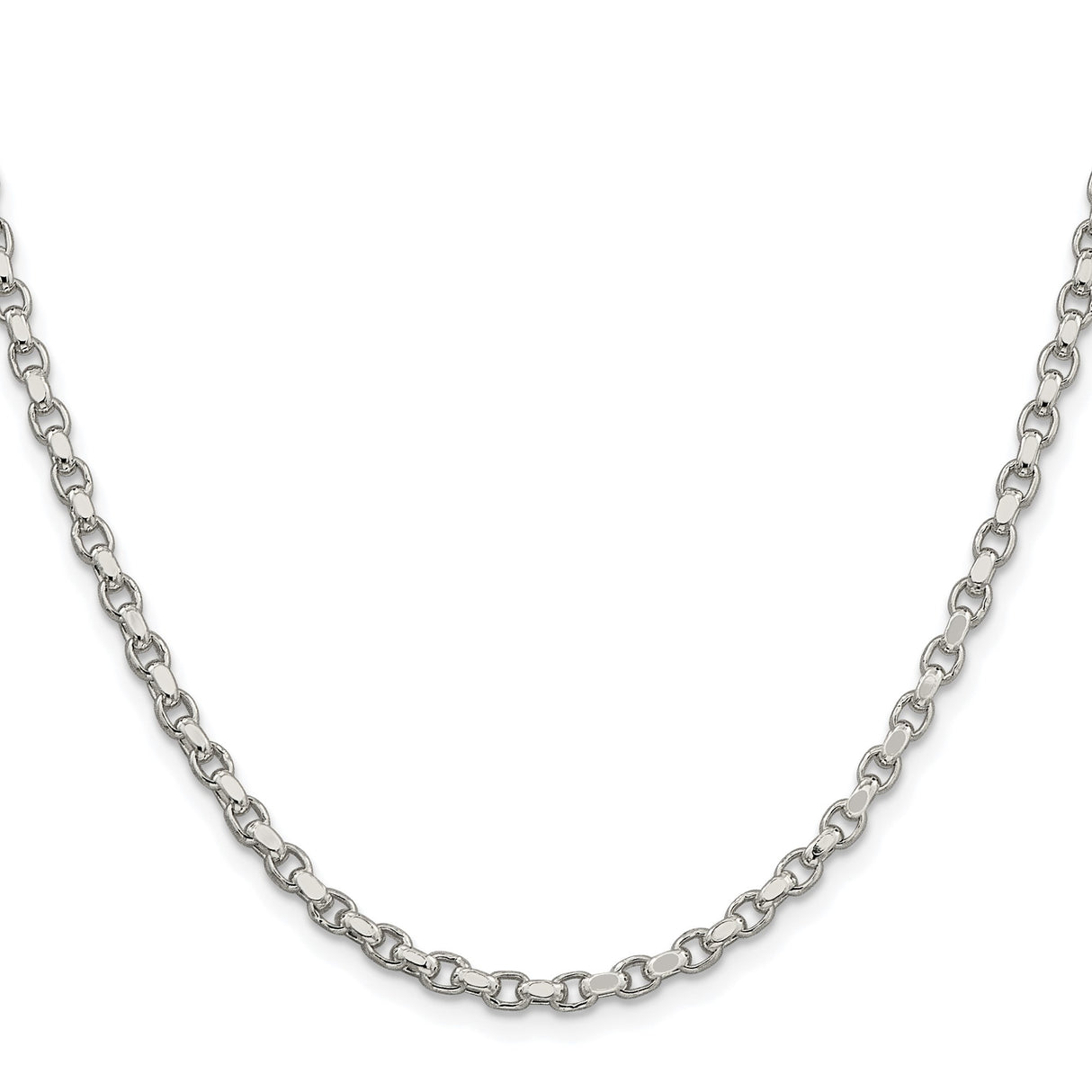 925 White Gold 3.5 mm Polished Chain Necklace
