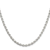 925 White Gold 3.5 mm Polished Chain Necklace
