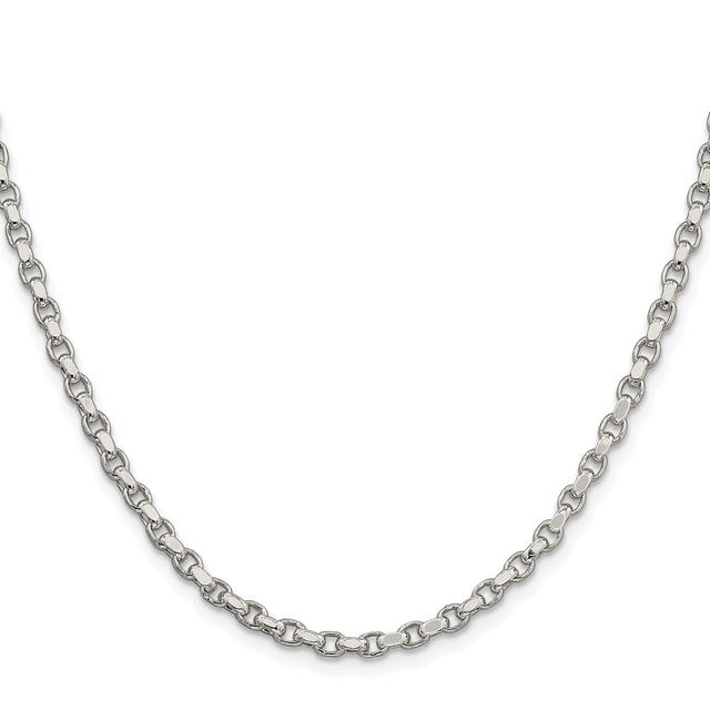 925 White Gold 3.5 mm Polished Chain Necklace