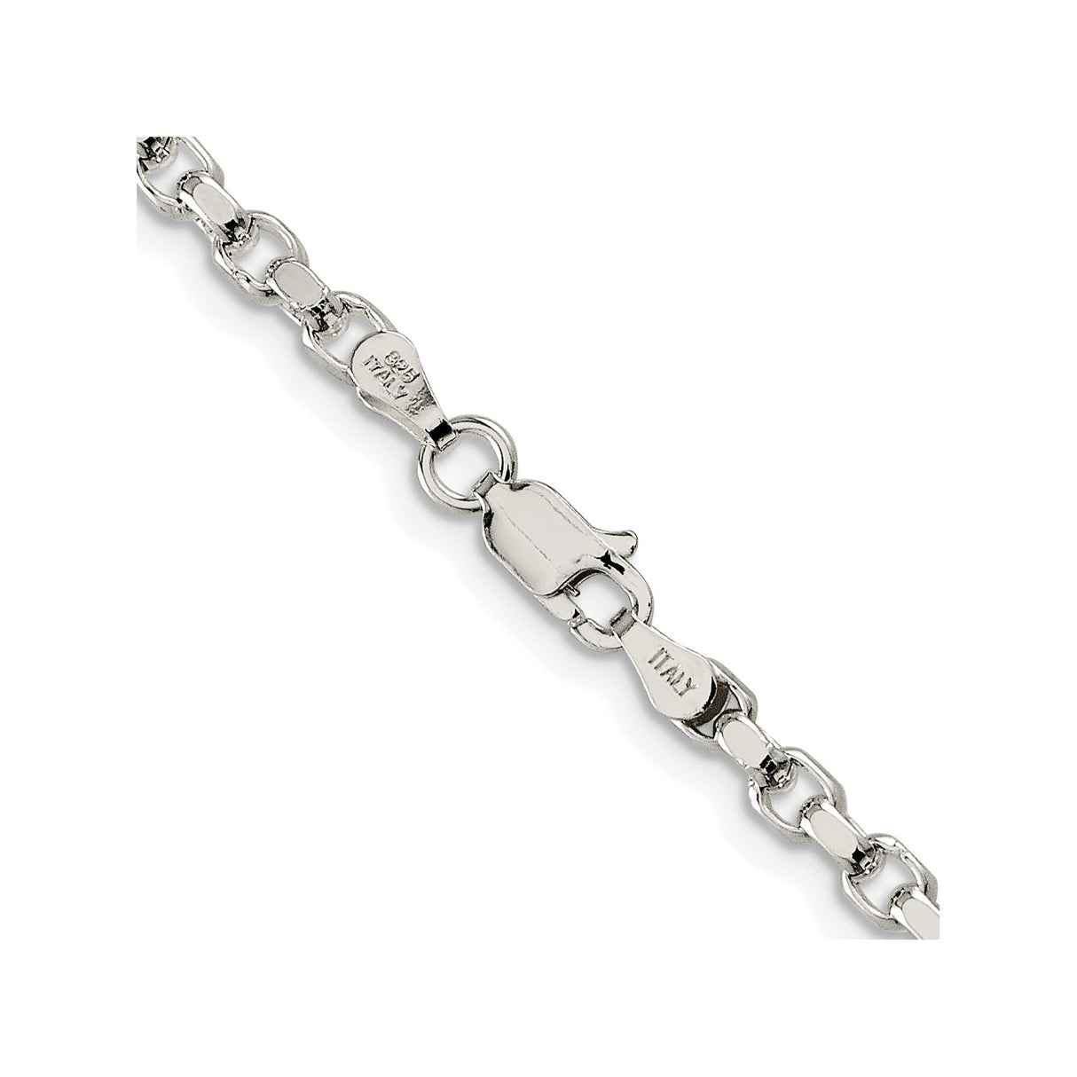 925 White Gold 3.5 mm Polished Chain Necklace alternate angle