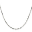 925 White Gold 2.75 mm Polished Chain Necklace, Solid