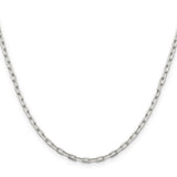 925 White Gold 2.75 mm Polished Chain Necklace, Solid