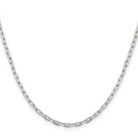 925 White Gold 2.75 mm Polished Chain Necklace, Solid