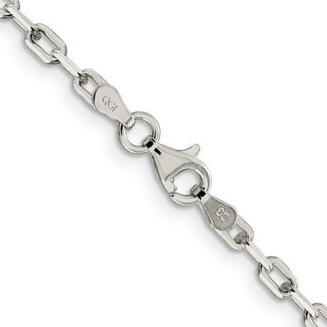 925 White Gold 2.75 mm Polished Chain Necklace, Solid alternate angle