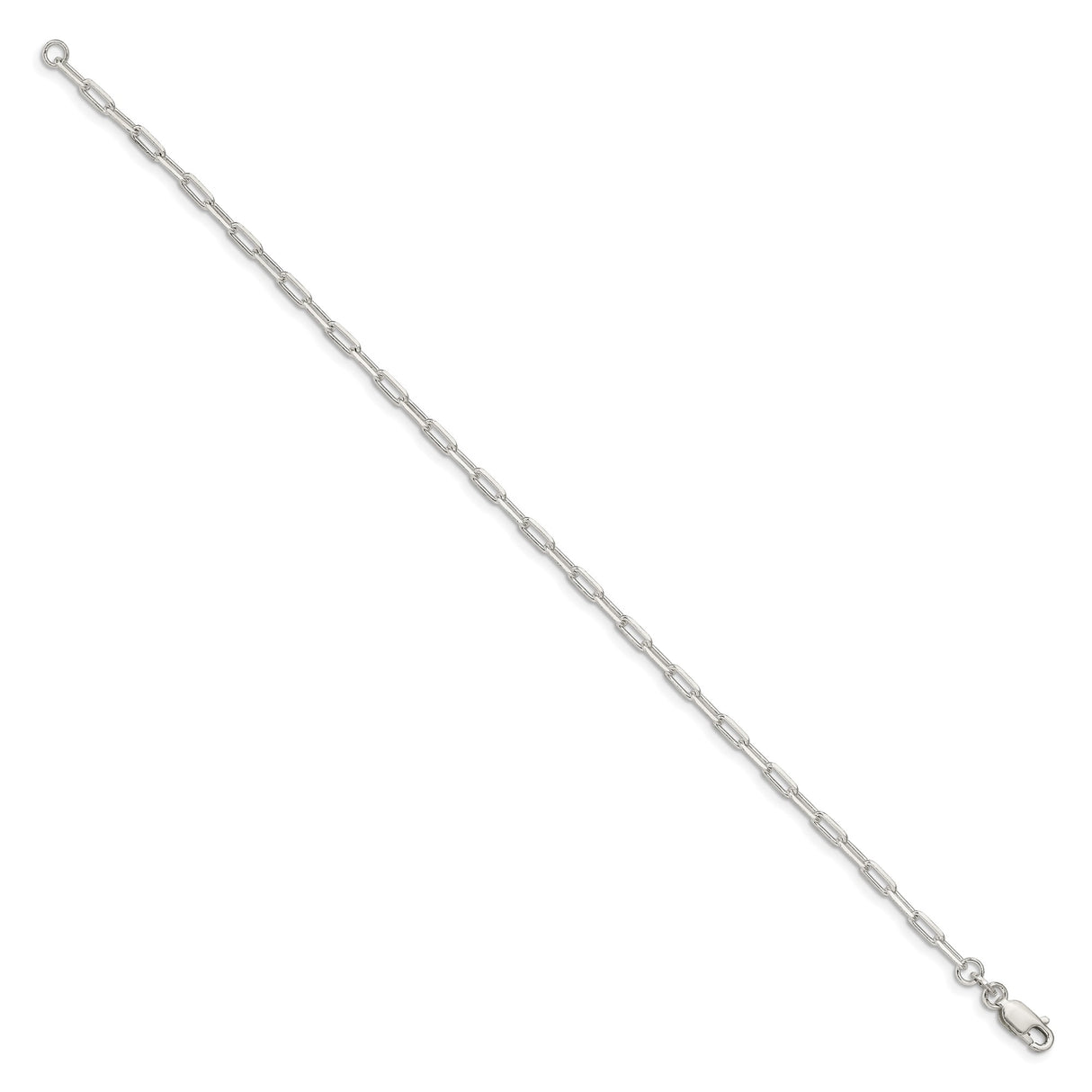 925 White Gold 2.75 mm Polished Chain Bracelet, Solid