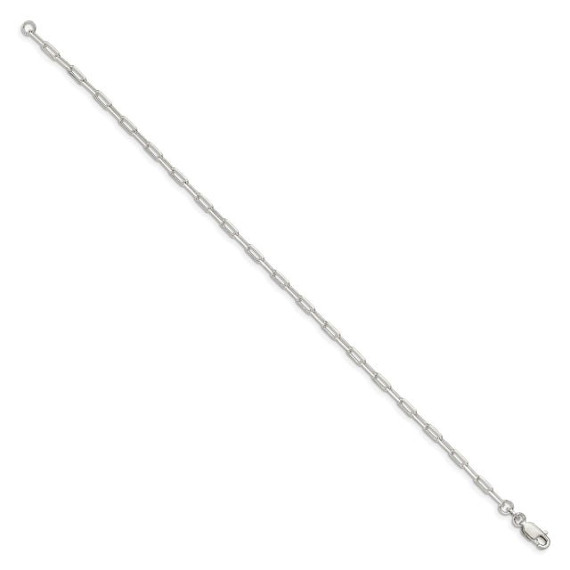 925 White Gold 2.75 mm Polished Chain Bracelet, Solid