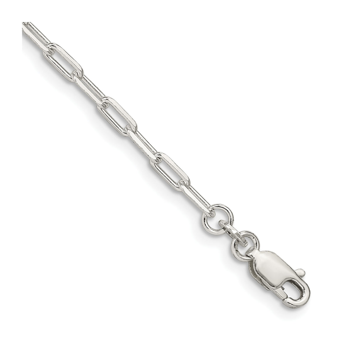 925 White Gold 2.75 mm Polished Chain Bracelet, Solid shown for scale