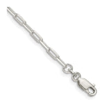 925 White Gold 2.75 mm Polished Chain Bracelet, Solid shown for scale