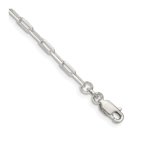 925 White Gold 2.75 mm Polished Chain Bracelet, Solid shown for scale