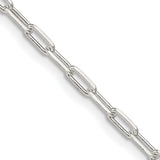 925 White Gold 2.75 mm Polished Chain Necklace, Solid detail view