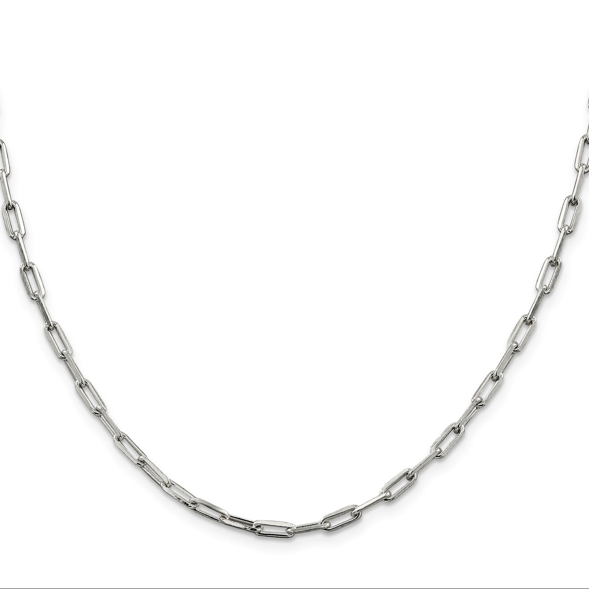 925 White Gold 3.25 mm Polished Chain Necklace, Solid