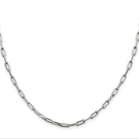 925 White Gold 3.25 mm Polished Chain Necklace, Solid