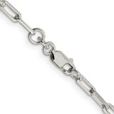 925 White Gold 3.25 mm Polished Chain Necklace, Solid alternate angle
