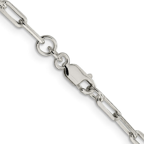 925 White Gold 3.25 mm Polished Chain Necklace, Solid alternate angle