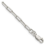 925 White Gold 3.25 mm Polished Chain Bracelet, Solid shown for scale