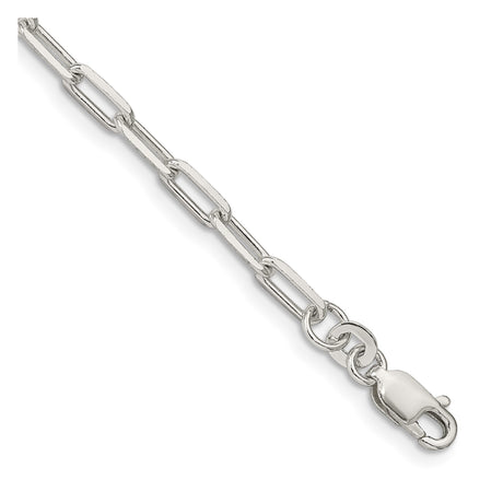 925 White Gold 3.25 mm Polished Chain Bracelet, Solid shown for scale