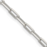 925 White Gold 3.25 mm Polished Chain Necklace, Solid detail view