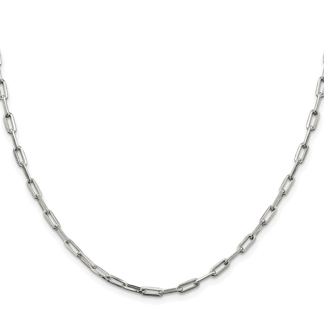 925 White Gold 3.25 mm Polished Chain Necklace
