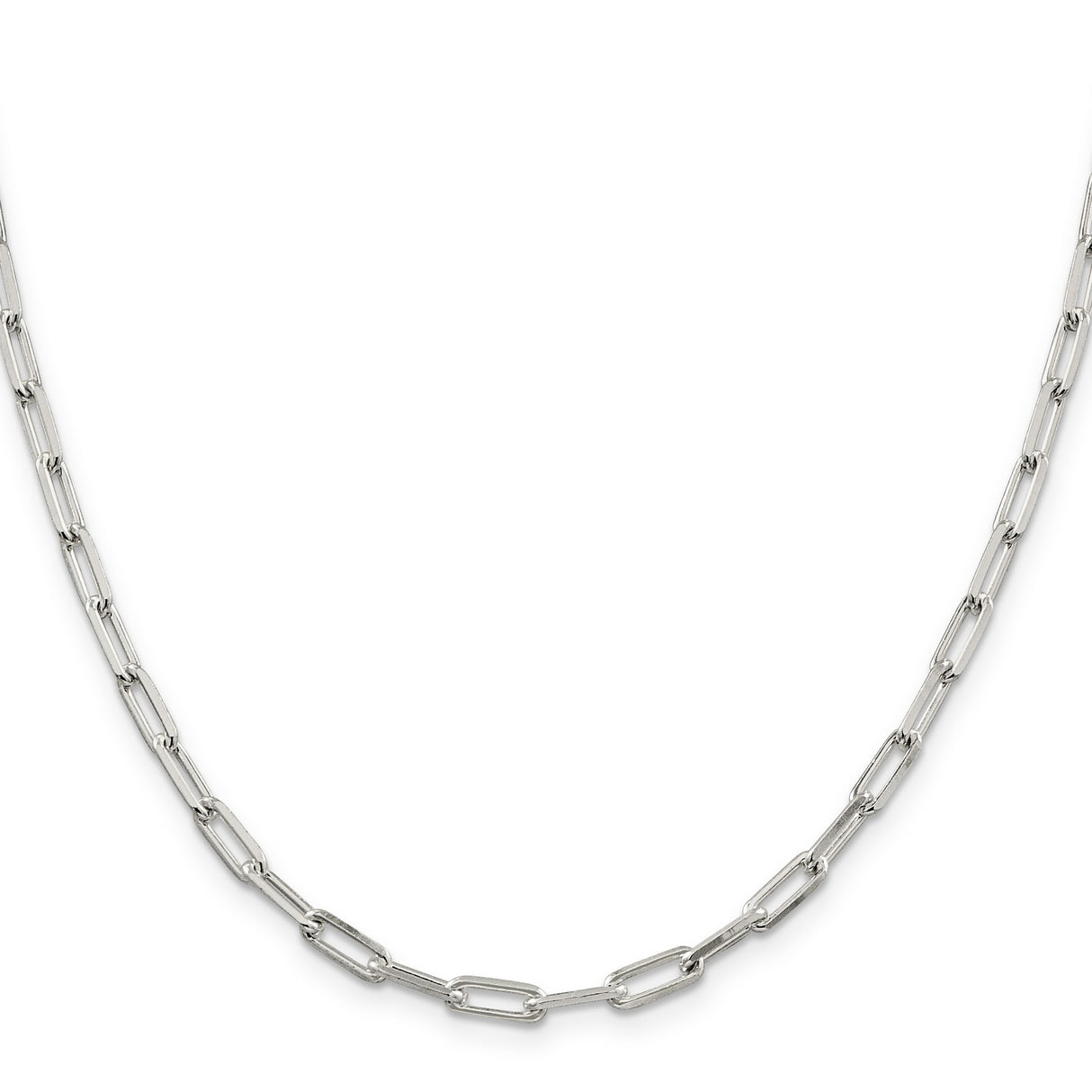 925 White Gold 4.25 mm Polished Chain Necklace, Solid