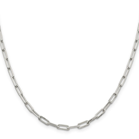 925 White Gold 4.25 mm Polished Chain Necklace, Solid