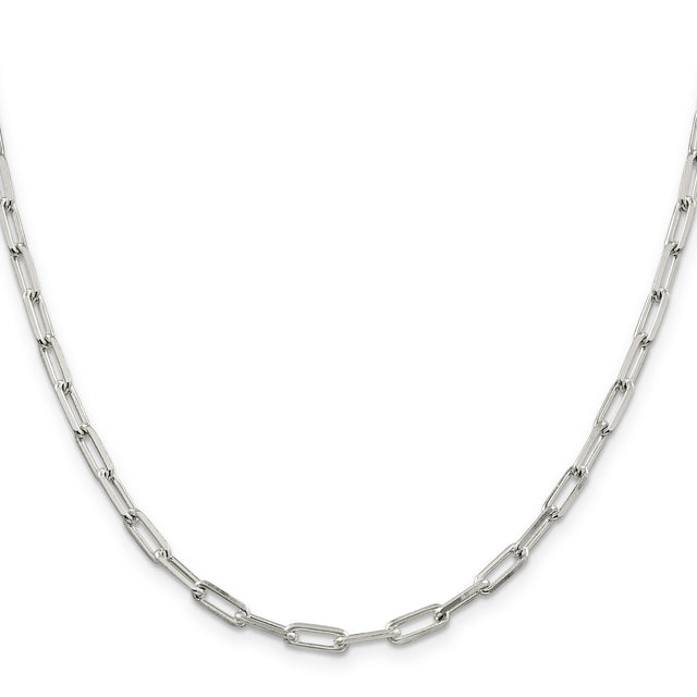925 White Gold 4.25 mm Polished Chain Necklace, Solid