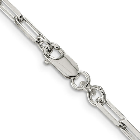 925 White Gold 4.25 mm Polished Chain Necklace, Solid alternate angle